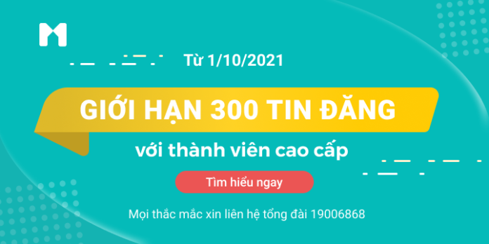Thông báo: Giới hạn số lượng tin đăng đối với thành viên cao cấp