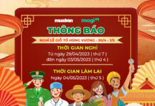Thông báo nghỉ Lễ Giỗ tổ Hùng Vương, nghỉ Lễ 30/04 – 01/05