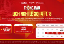 THÔNG BÁO LỊCH NGHỈ LỄ 30/4 – 1/5